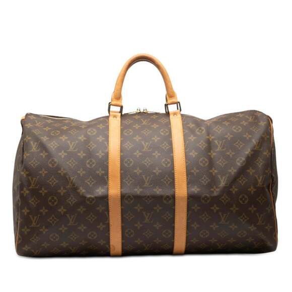 LOUIS VUITTON Brown Monogram Leather Keepall 55 Boston Bag